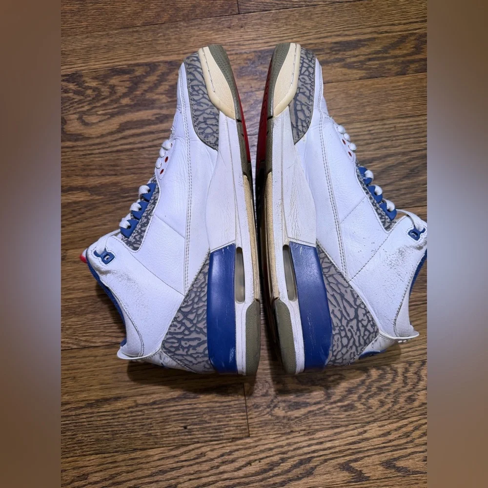 ❌SOLD🟥Nike Air Jordan 3 Retro OG "True Blue" in white leather  Size 13 - Picture 4 of 11